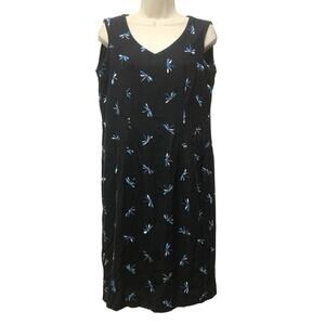 Alonso Embroidered Dragonfly Black Sleeveless Dress Made in Italy